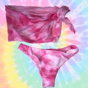 Pink Tie-Dye Bathing Suit Bottoms Skirt Included!!